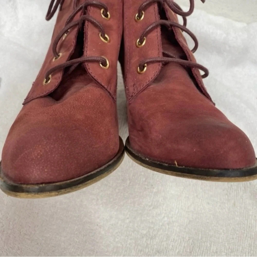Steve Madden Women's Pennylane Wine Suede Leather Lace Up Heeled Bootie Size 8 - Picture 7 of 15